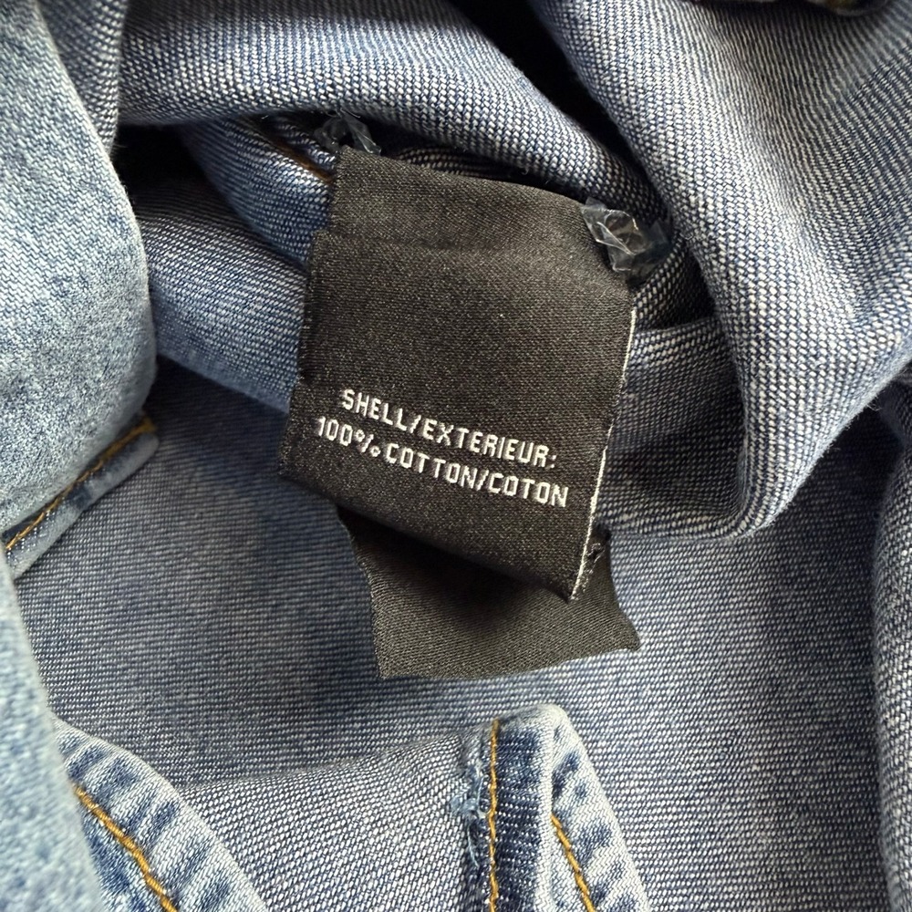 7 For All Mankind Western Denim Shirt Men Medium Blue Pearl Snap Flap Pocket NWT - Picture 4 of 6